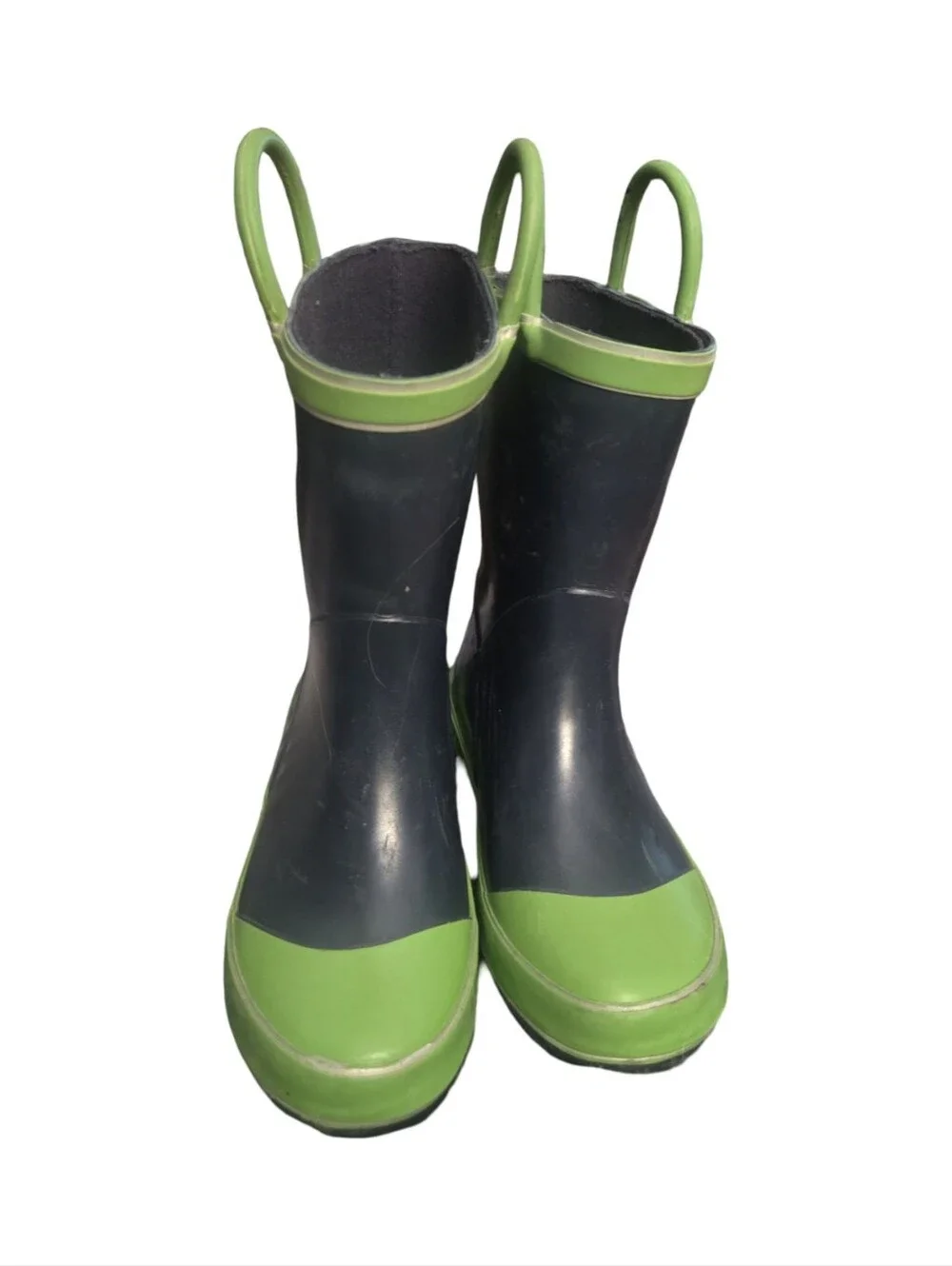 Northside Rainboots Kids Black and Green Pull-On Rain Boots Rubber Muckboots